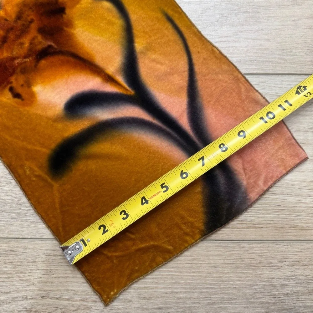 Vintage Hand Painted Silk Velvet Scarf Art to Wear Artsy Scandi Lagenlook
